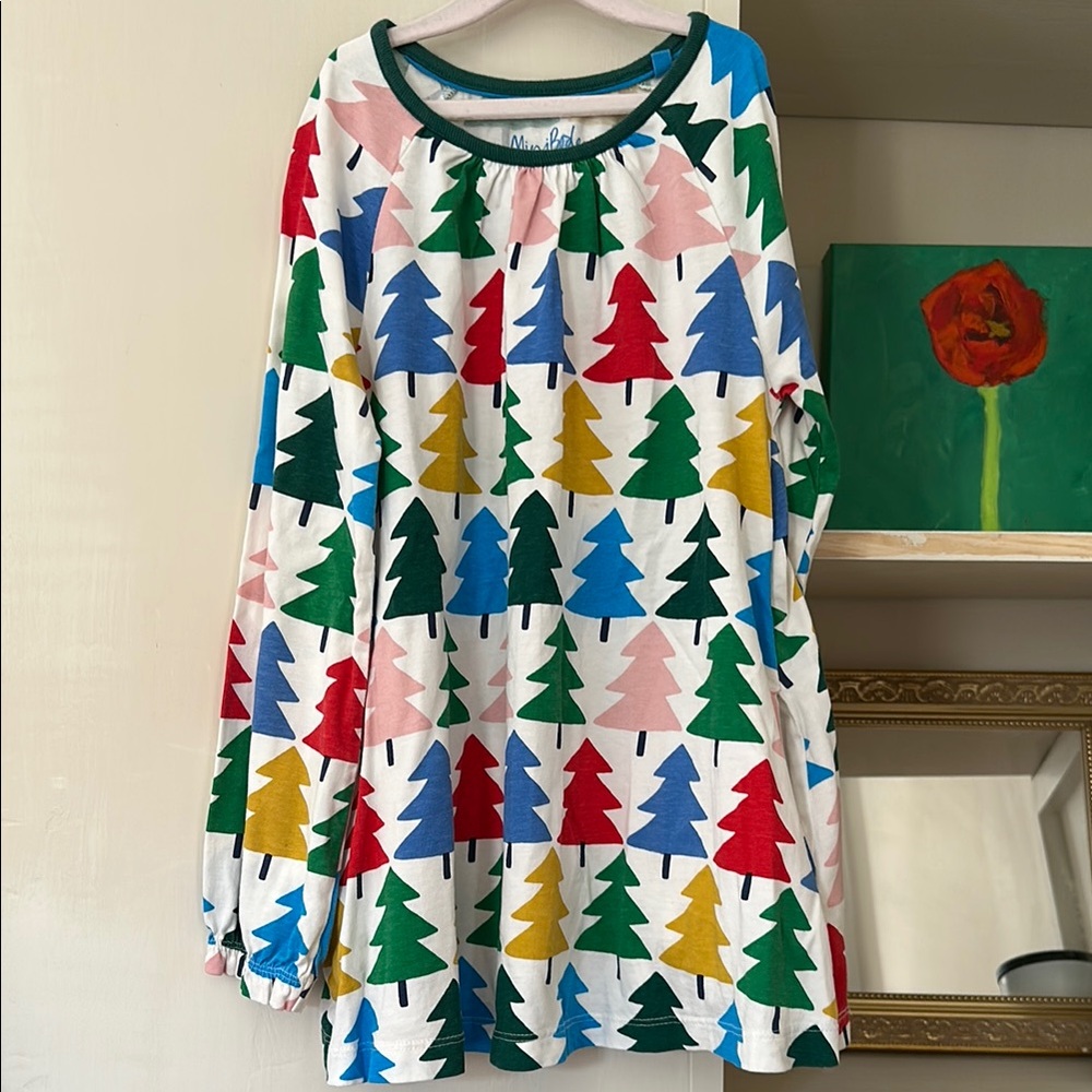 Colorful Tree Patterned Long Sleeve dress with pockets
